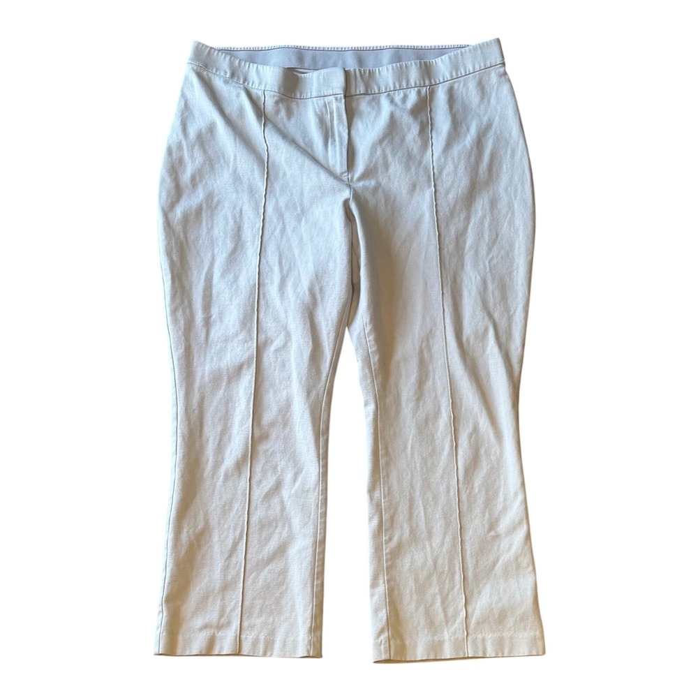 J.Jill Cotton Ponte Cropped Pants Tan Beige Seamed Front Size Large